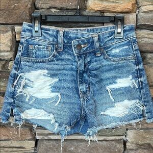 American Eagle Outfitters Blue Distressed Jean Shorts
